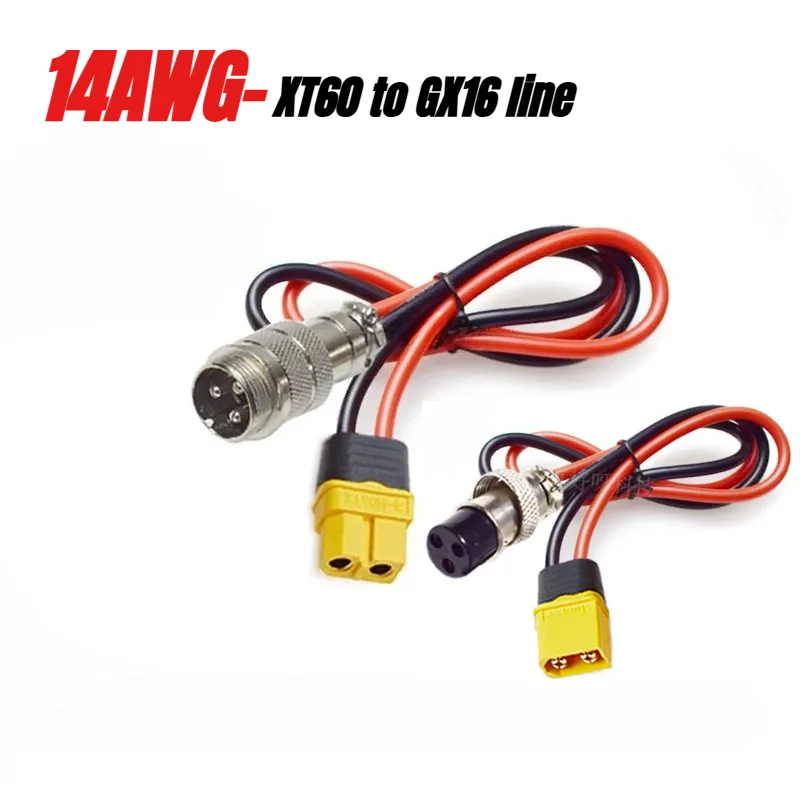 14AWG XT60 Male/Female to GX16 Aviation Plug Connector 30A  XT60 to 3Pin GX16 Male Female High-power Power Cord Made Of Copper