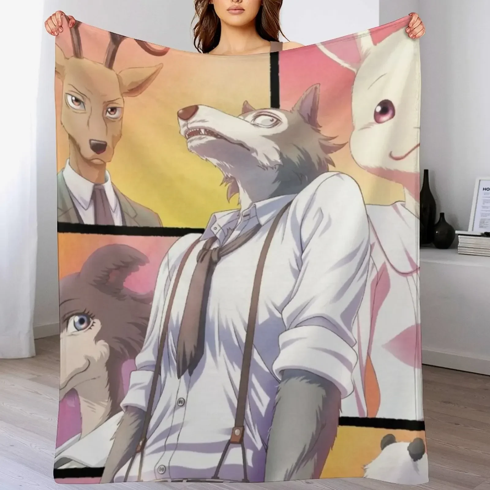 Beastars Anime Throw Blanket Picnic Hair Bed covers Blankets