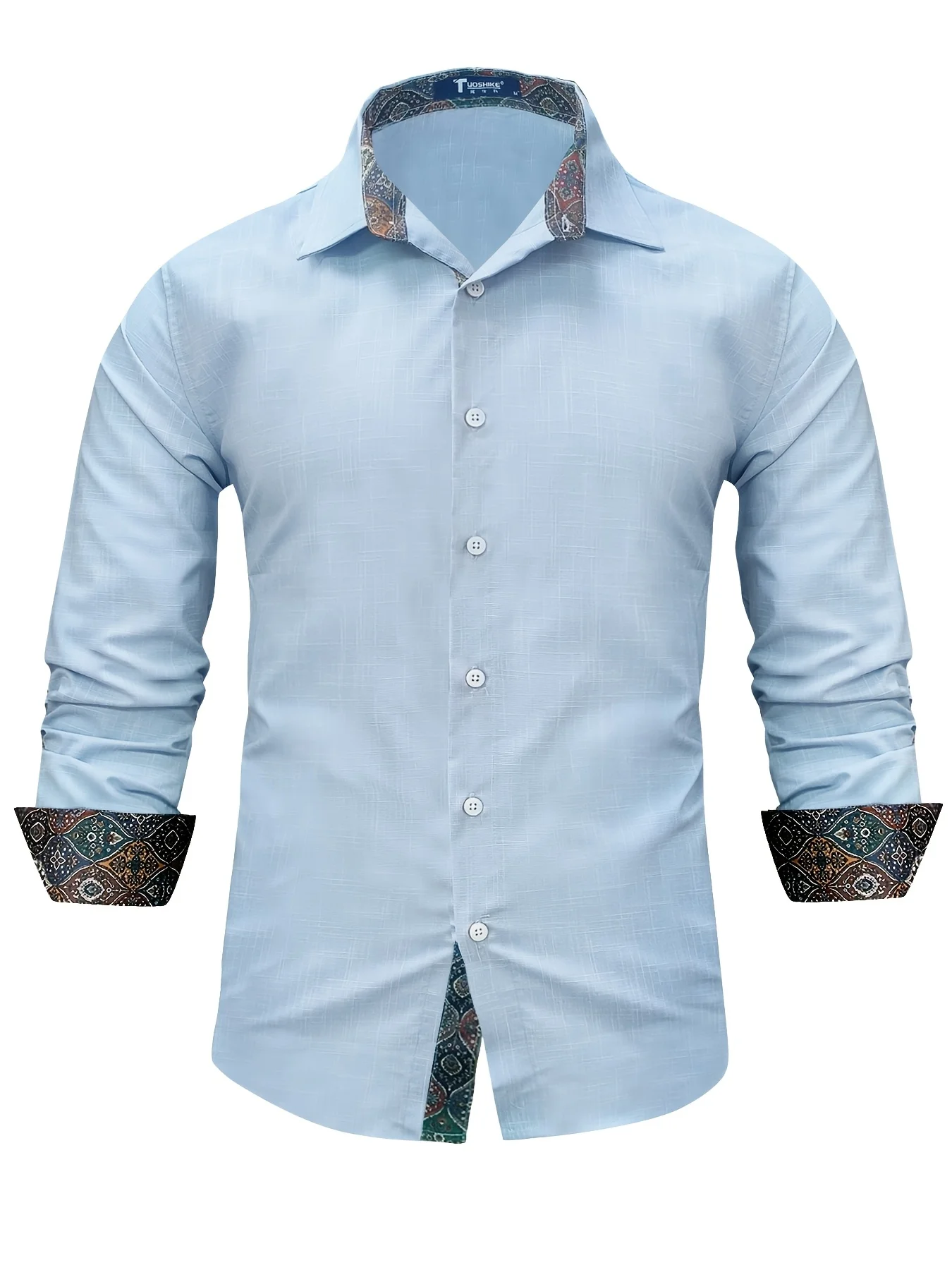 Gengyuan Initial Selection - Casual Long Sleeve Shirt with Premium Feel, Fashionable Trendy Linen-like Woven Fabric, Slim-fit Loose Design Men's Thin Business Formal Office Shirt