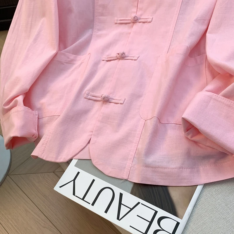 جديد الصينية Sle فضفاض طويل Sve معطف المرأة Faionable كيت سترة واقية أعلى ربيع الخريف خمر زر مطرز
