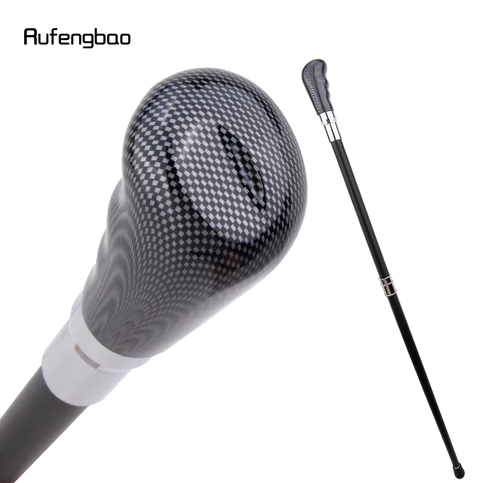 Black Grid Silver Walking Cane Fashion Decorative Walking Stick Gentleman Elegant Cosplay Cane Crosier 94cm