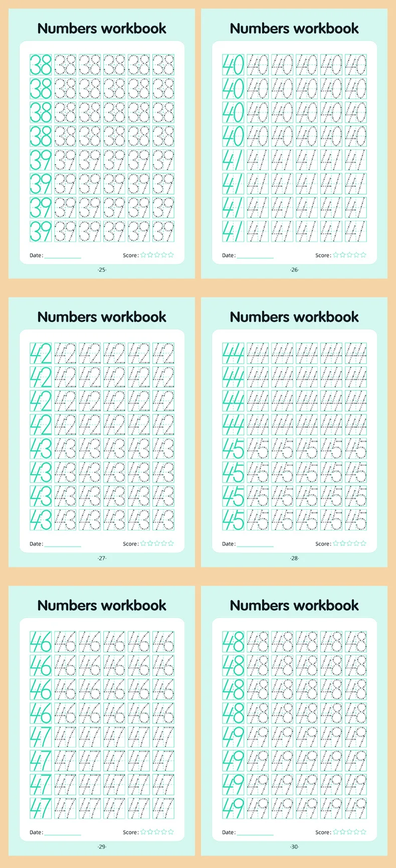 0–100 Übungsbuch zum Schreiben lernen, Punktmatrix, Kopieren von Kalligraphie, Übungsbüchern, digitale Übungsnotizen mit rotem Strich und Stiftkontrolle – Detail 5
