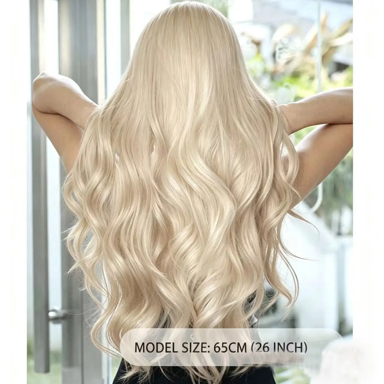 JOVIA Long Wavy Blonde Synthetic Wig Middle Part Heat Resistant Matte Hair Glueless Wigs For Women Daily Party  Cosplay 26 Inch