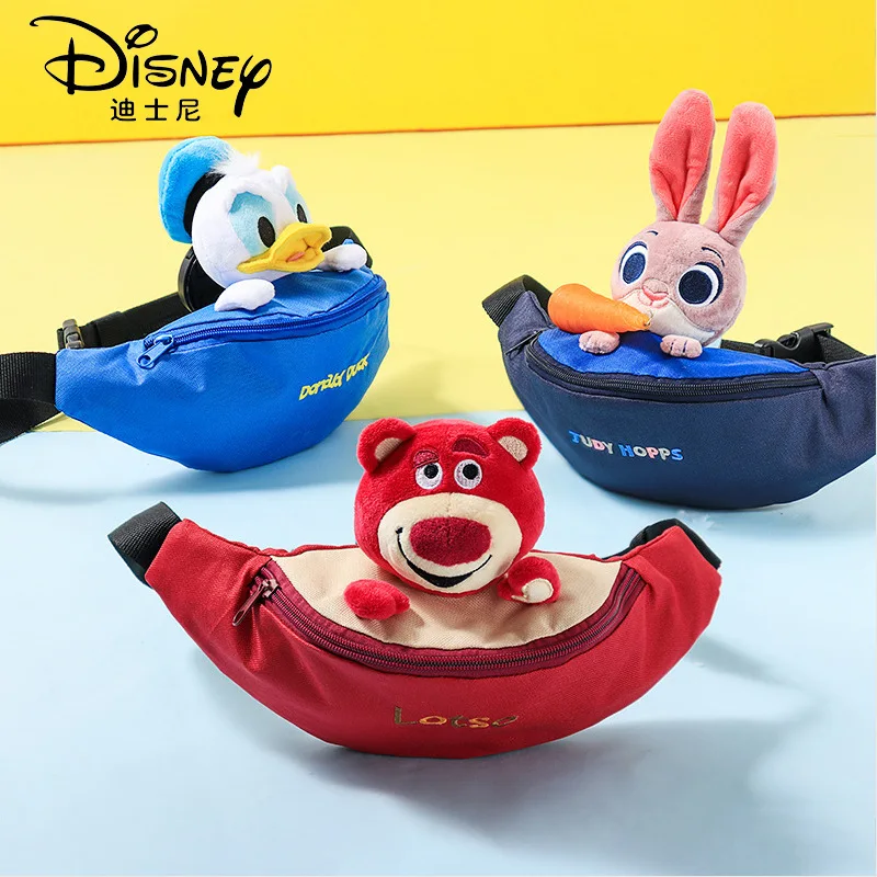 

Натуральная поясная сумка Disney с клубничным медведем Zootopia Judy, студенческая нагрудная сумка, женская модная сумка через плечо Ins