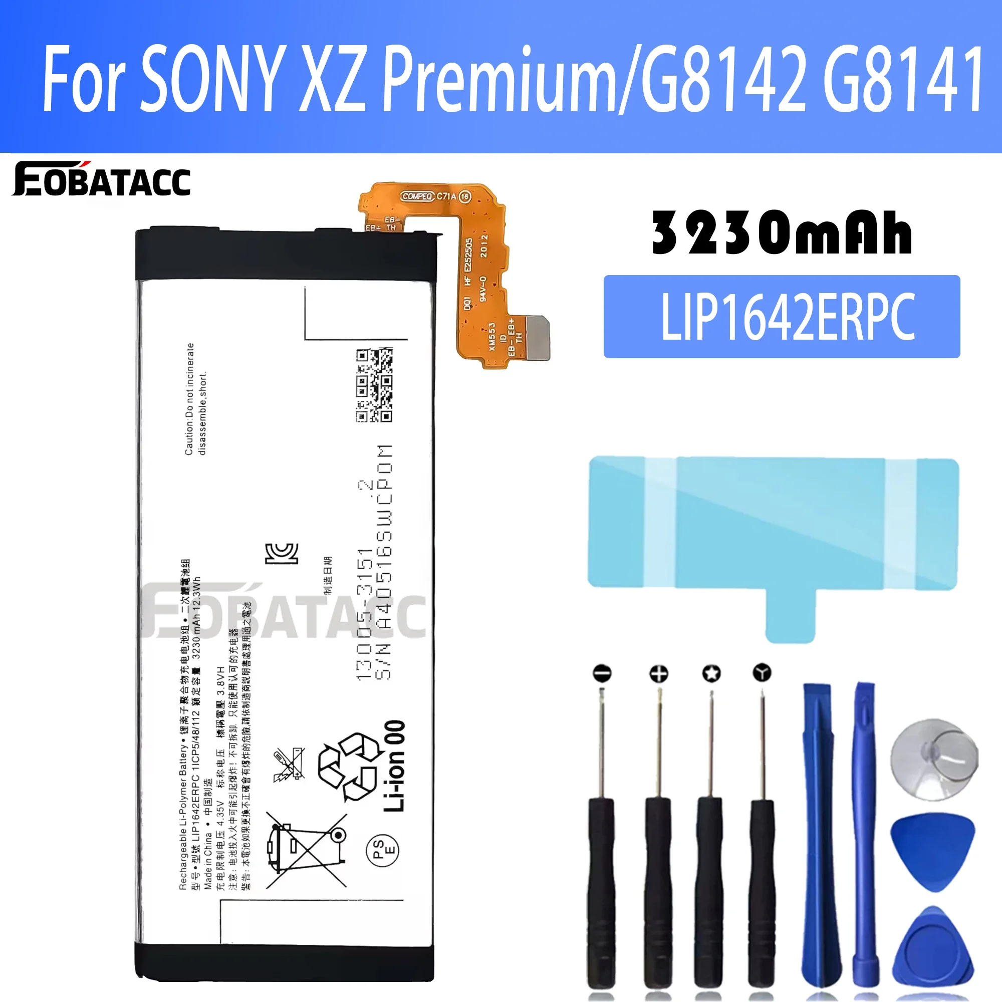 

100% New Original Battery LIP1642ERPC For Sony XZ Premium/G8142 G8141 Battery + Free Tools