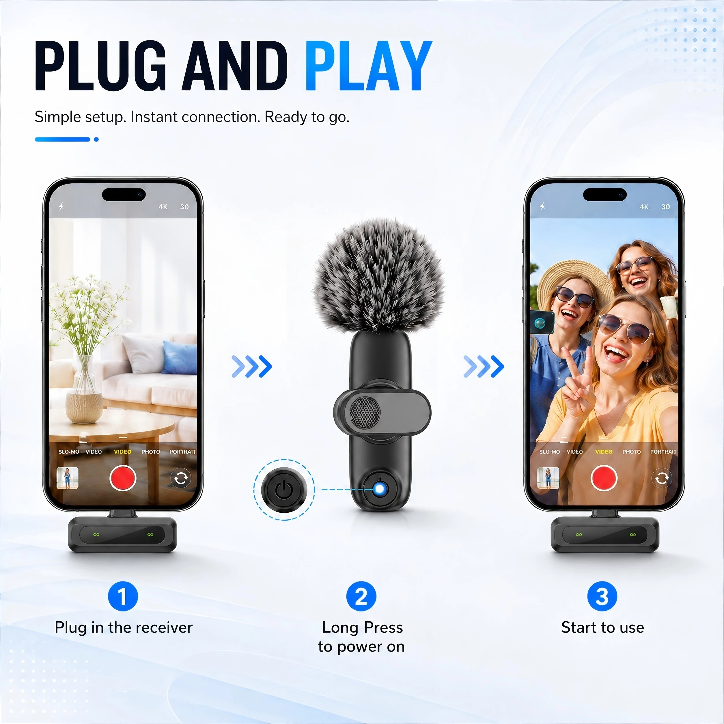 Picture 3: New Wireless Lapel Microphone, Noise-Canceling, Perfect for Short Videos, Livestreams, Vlogs, Type-C, iPhone 15+/ Android.