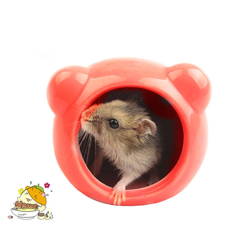 Hamster House Ceramic Hideout Small Animals Nesting Habitat Cage Ceramic Bath, Pet Hideout Hut Cave for Hamster Gerbils