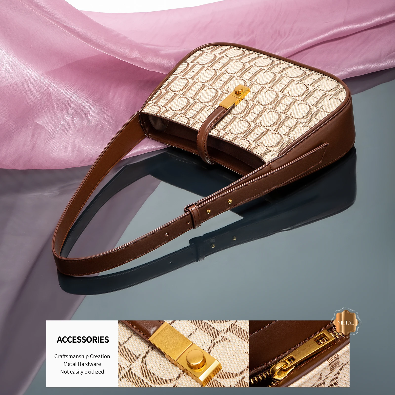 Tas Bahu Wanita Bergaya Motif Alfabet Desain Huruf Trendi Selempang Tali Dapat Disesuaikan Kantong Luas