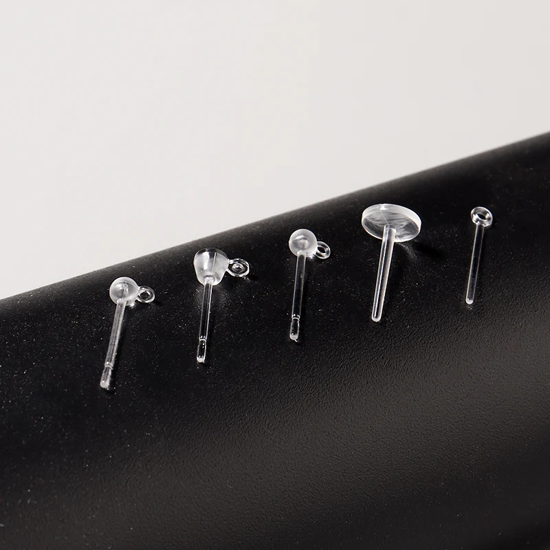 10-20 teile/los 5 Stil Harz Unsichtbaren Kunststoff Ohrring Basis Pins Stud Ohrring Piercing Retainer für DIY Ohrring Erkenntnisse großhandel – Detail 2