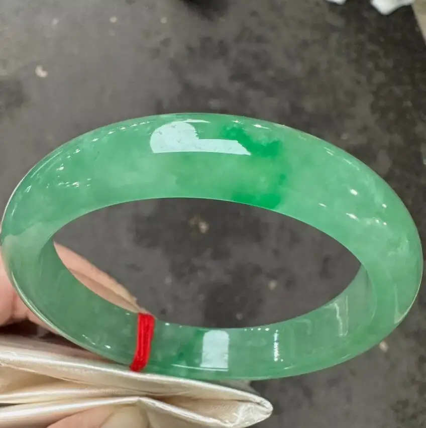 Real Nature Grade AA Emerald Ice Green Burmese Jade jadeite bracelet bangle 57mm