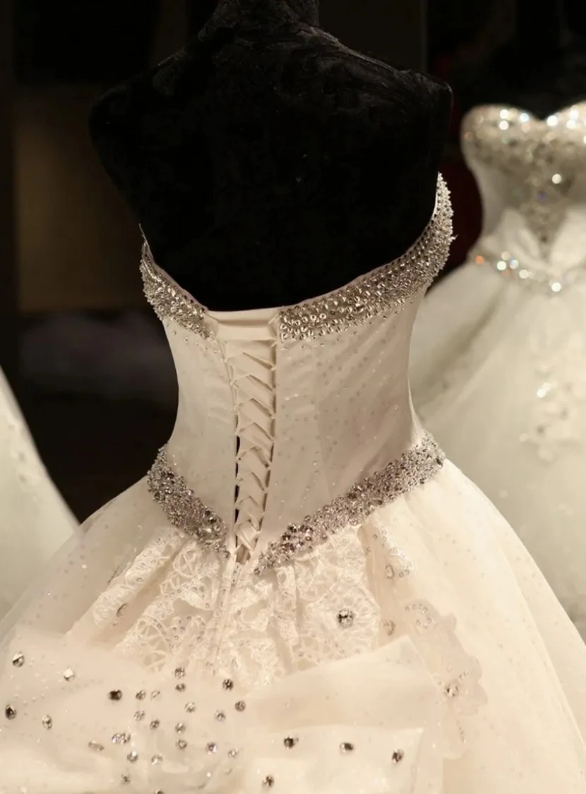 Vestido De novia De lujo con cuentas De cristal, traje De boda con lazo grande en la espalda, hecho a medida, 2023