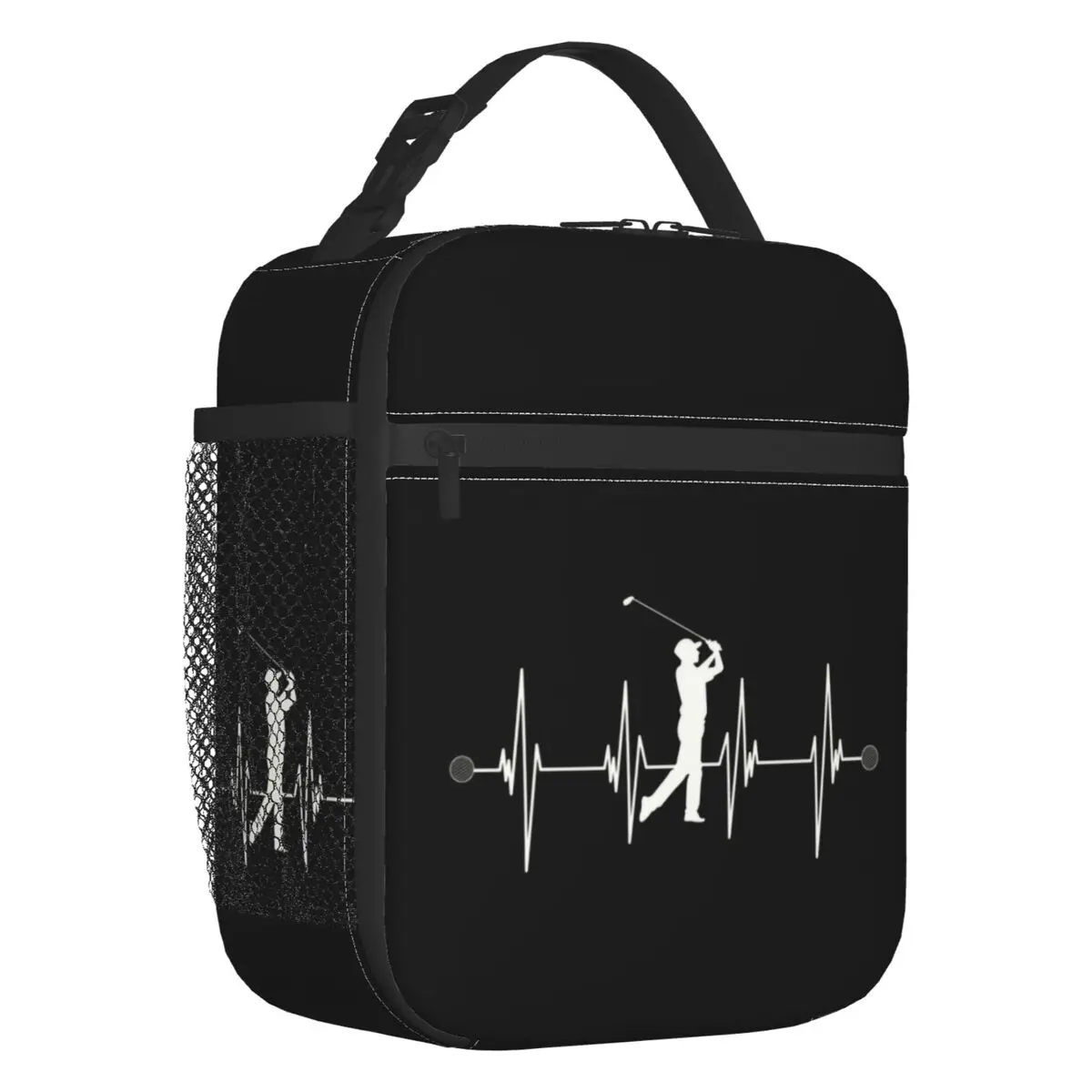 Golf Player Heartbeat Portable Lunch Boxes Leakproof Golfer Golfing Cooler Thermal Food Insulated Lunch Bag Kids School Children