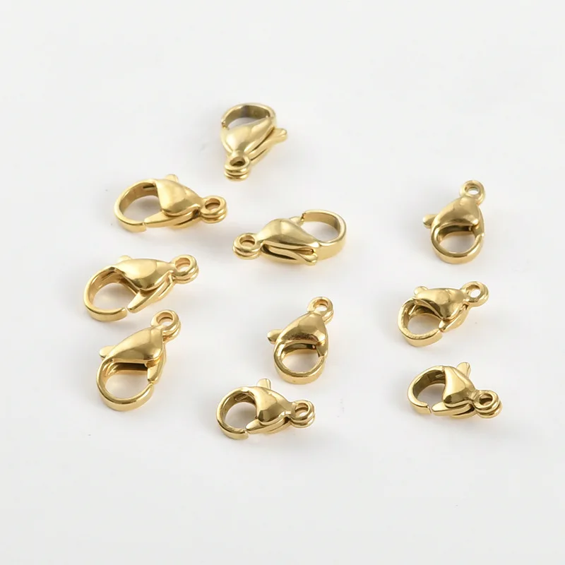 18k Gold Color Stainless Steel Titanium Steel Lobster Buckle DIY Handmade Jewelry Bracelet Basic Ending Connection Accessories
