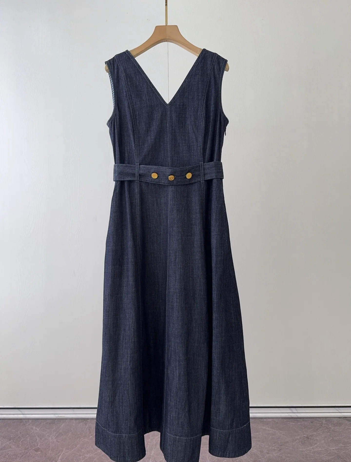 2026 pearl chain denim vest dress