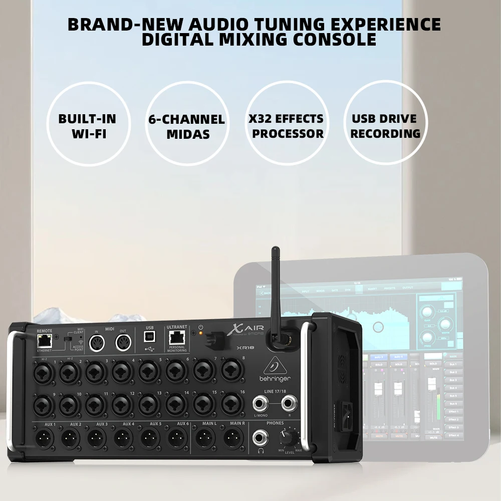 Air 1:1 XR18 Multi-Track Digital Mixer MR18 Mixer Rackmount Mixer Built-in Wifi DJ Mixer USB Recorder Portable Console Audio