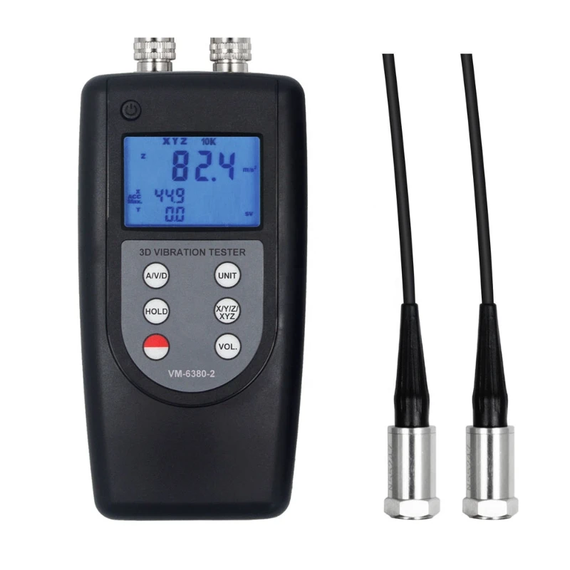 

3D Vibration Meter Tester Digital VM-6380-2 Multichannel With 2 Piezoelectric Transducers