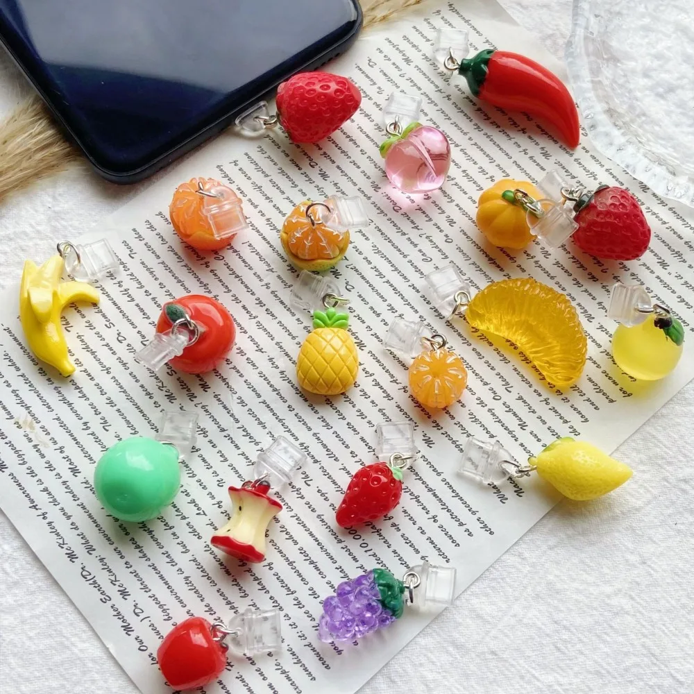 

Клубника и медовый персик, красивые милые фрукты, пылезащитная заглушка для мобильного телефона, аксессуары, украшения для iPhone, Samsung/Type-C