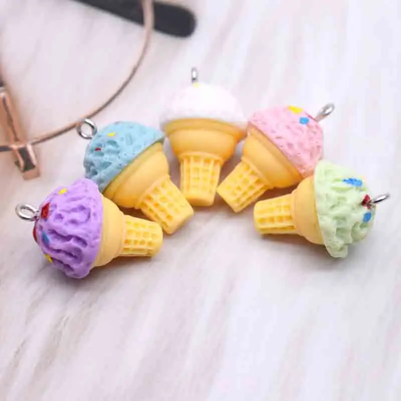 Earring For Women Resin Handmade 16*25mm 3D Food And Play Colorful Ice Cream Cup Cone Charms Drop Earrings Funny Gift