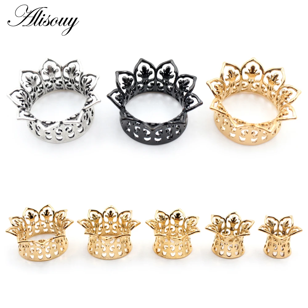 Alisouy 2PCS Alloy Casting Hollow Sun Flower Flared Ear Tunnels Plugs Expander Stretcher Gauges Earrings Piercing Body Jewelry
