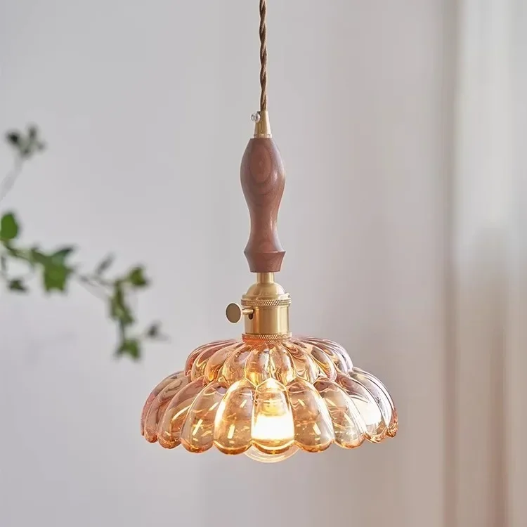 

Nordic Retro Glass Pendant Lights Bedroom Lights Countryside Homestay Coffee Shop Classical Lighting Fixture chandeliers