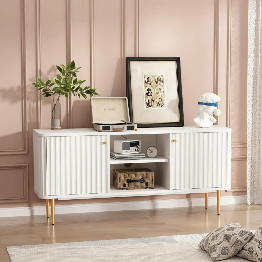 TV Stand, Mid Century Modern TV Stand for 55/60/65 Inch TV, Entertainment Center with Storage, Television Stands