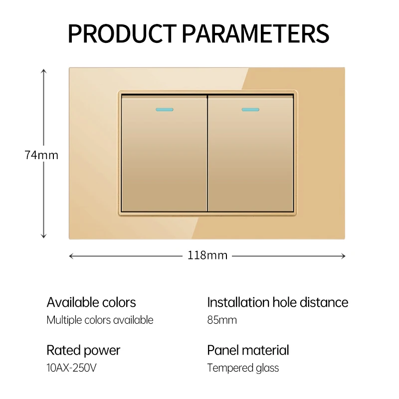 Modulo fai da te 118mm brasile italia 118mm pannello in vetro temperato/PC USB Type-C presa per Computer interruttore a parete presa di corrente