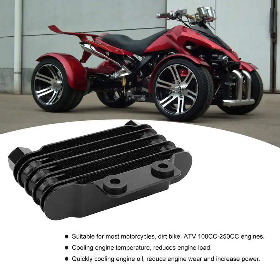 65ml Motorcycles Engine Oil Cooler Cooling Radiator Black Universal for 100cc-250cc Motorcycle Dirt Bike ATV