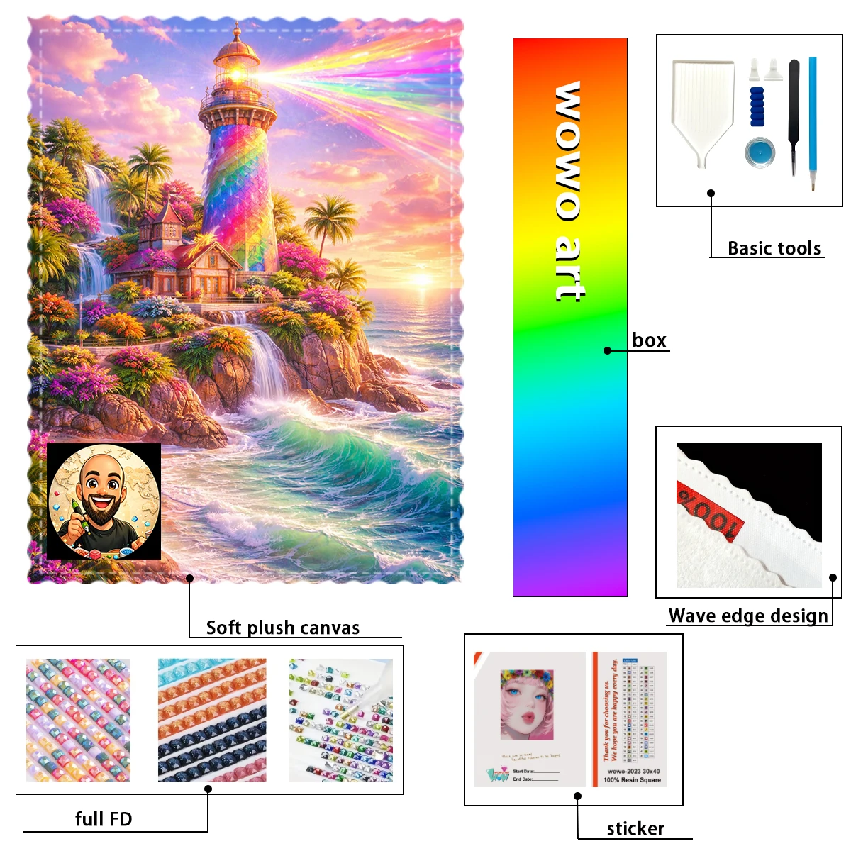 

【Davicillo91 Diamond Art】Olas y faro Resin FD &AB &CR & MT are dazzlingly intertwined With flocking