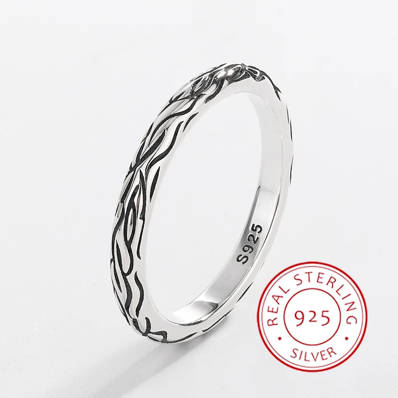 

Fashionable and Creative Genuine S925 Silver Irregular Striped Ring Women's Ring Personalized Versatile Men's Ring