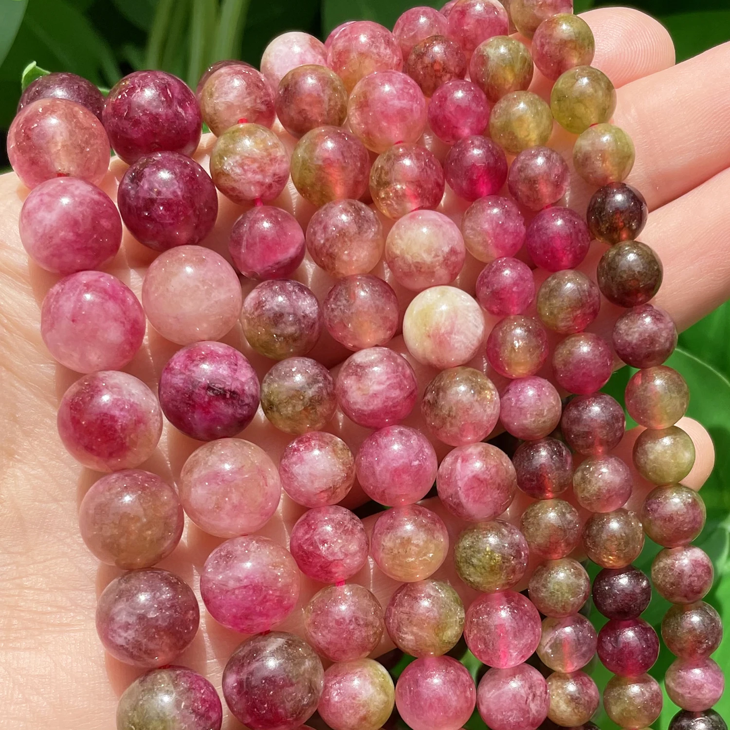 

Natural Tourmaline Jades Stone Beads Multicolor Loose Spacer Beads for Jewelry Making Needlework Diy Bracelet 15'' 6 8 10mm