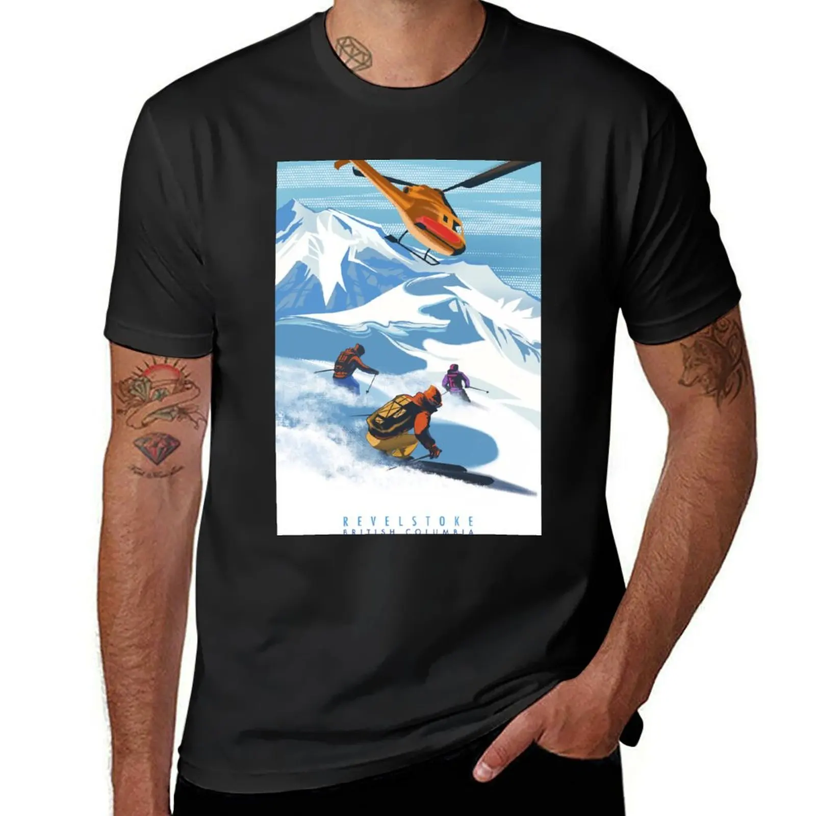 RETRO HELISKI REVELSTOKE SKI POSTER T-Shirt heavyweights sublime T-shirt men