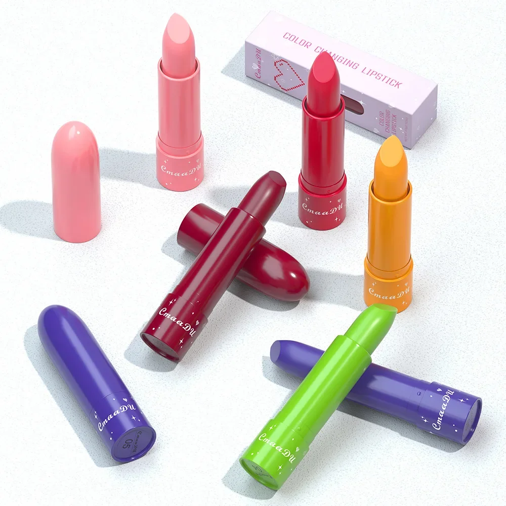 CmaaDu Hochwertiger Gelee-Lippenstift, Temperaturwechsel, Feuchtigkeitscreme, Blumen-Lippenglasur, anhaltender Lippenbalsam, magischer Farbwechsel, Lippenglanz