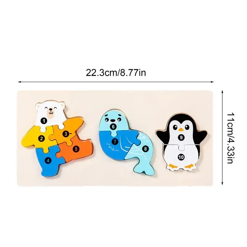 Puzzle in legno Giocattoli per bambini Catena di cibo per animali Montessori Leone Orso Palmare a mano Giochi educativi in legno Matiching Regalo per bambini