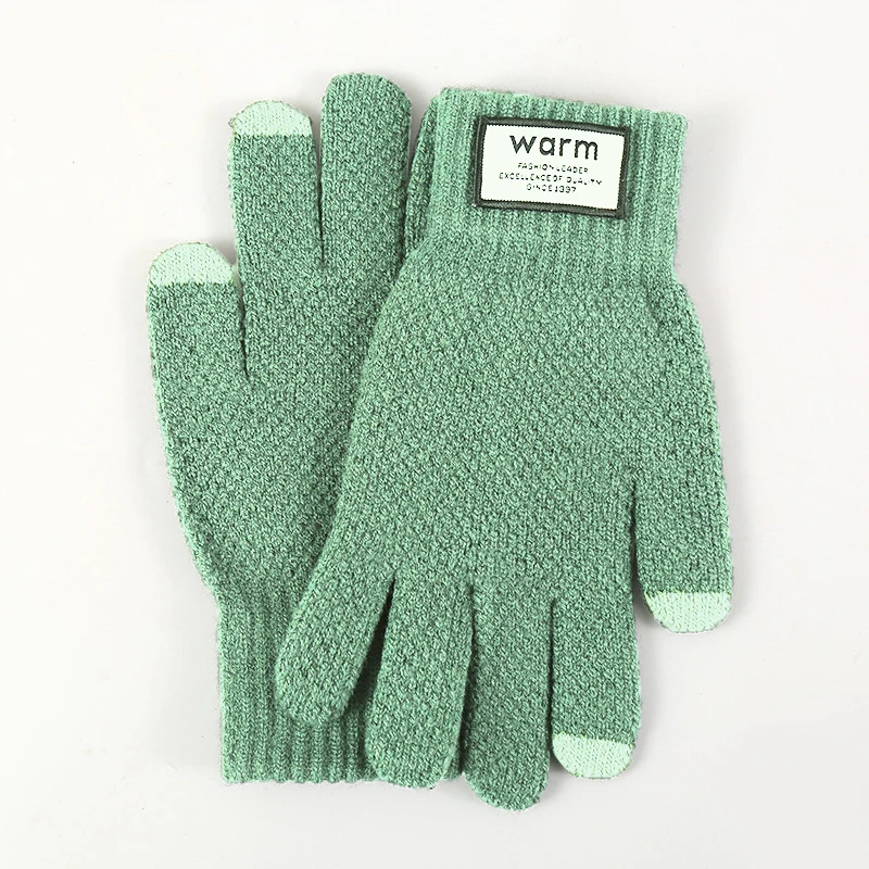 

Gloves for women in winter with added velvet and thickened Korean version of cold resistant knitted woolen gloves