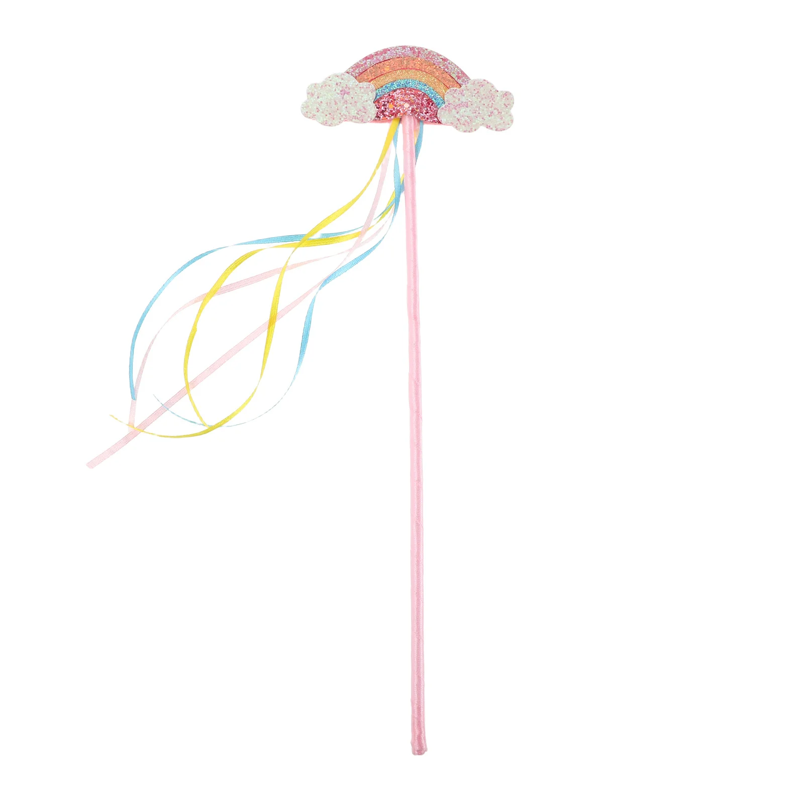 プリンセスレインボーワンド、鮮やかなストリーマー付き、キラキラ輝く妖精のドレスアップアクセサリー、子供の仮装パーティーや想像力豊かな遊びに