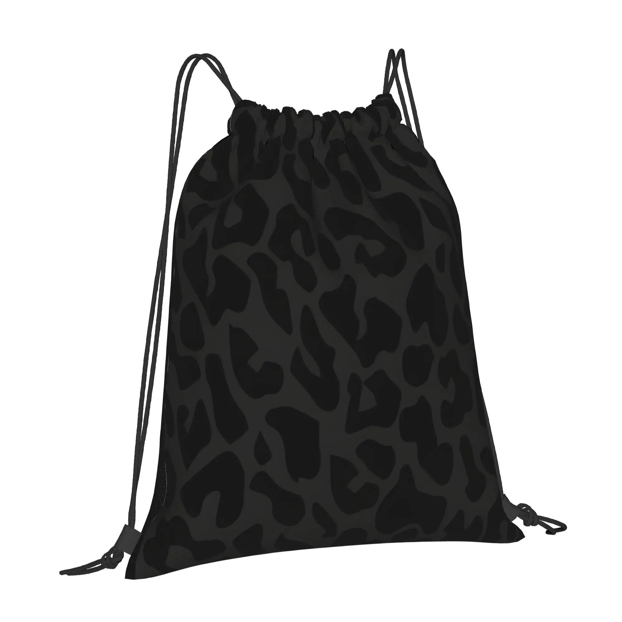 Black Leopard Print Leopard Print Drawstring Bags Shopping Unisex Storage Organize Bundle Pocket Rope Bag