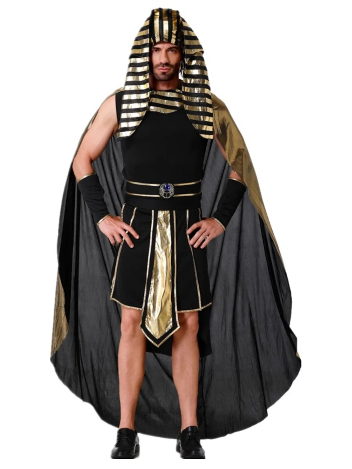 Disfraz de rey y reina del faraón de Halloween, vestido largo para pareja, traje de mujer de diosa egipcia antigua, fibra de poliéster