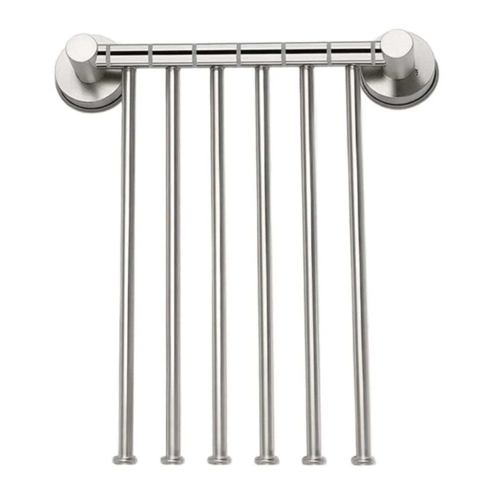 Compact Swivel Towel Rack with Six Independent Arms Constructed from Resistant SUS304 Stainless Steel Material