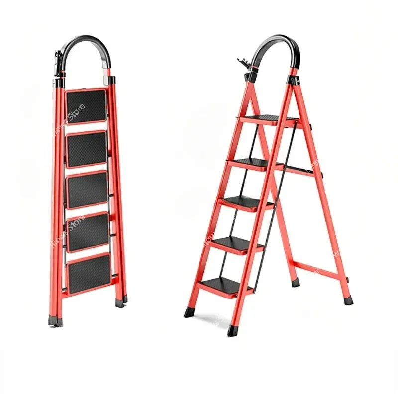 Non-slip Home Step Ladders Indoor Folding Ladder Multi-functional Thickened Steel Pipe Shrinking Step Stools Climbing Stairs H