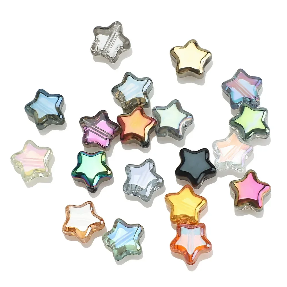 8mm Pentagram Crystal Beads Multicolor Faceted Glass Beads Five-pointed Star Loose Spacer Beads for Jewelry Making DIY Bracelet