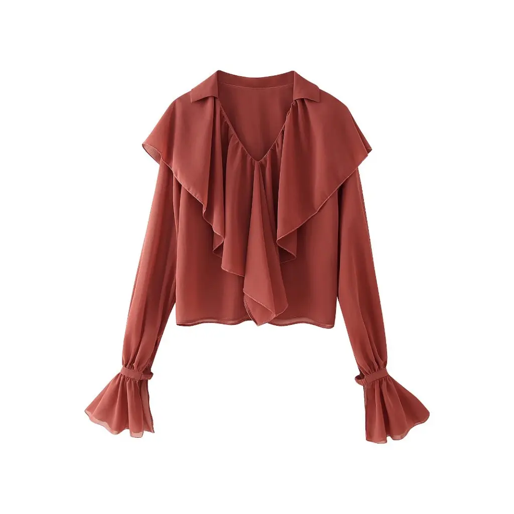 

Women's Ruffled Chiffon Tops Summer New European American French Casual Design Export Wholesale Clothing