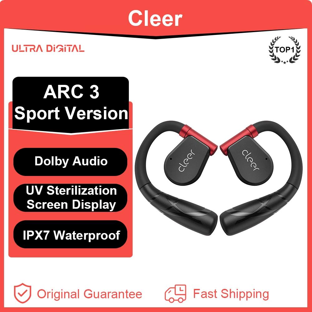 New Arrival Cleer ARC 3 Sports Version Open-Ear Earphones UV Sterilization Bluetooth 5.4 Dolby Audio IPX7 Waterproof Headphones