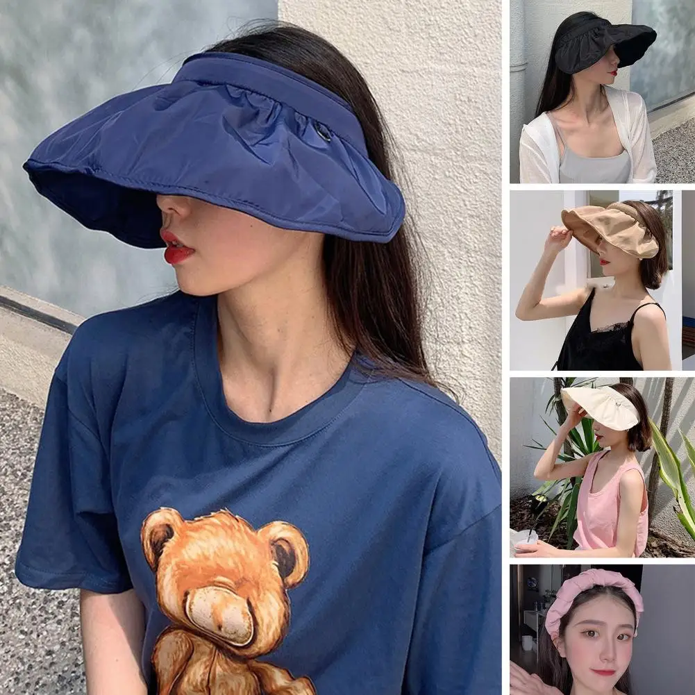 Sun Hat Uv Hat Stylish Wide Brim Sun Hat for Women Portable Foldable Beach Cap with Dual use for Summer