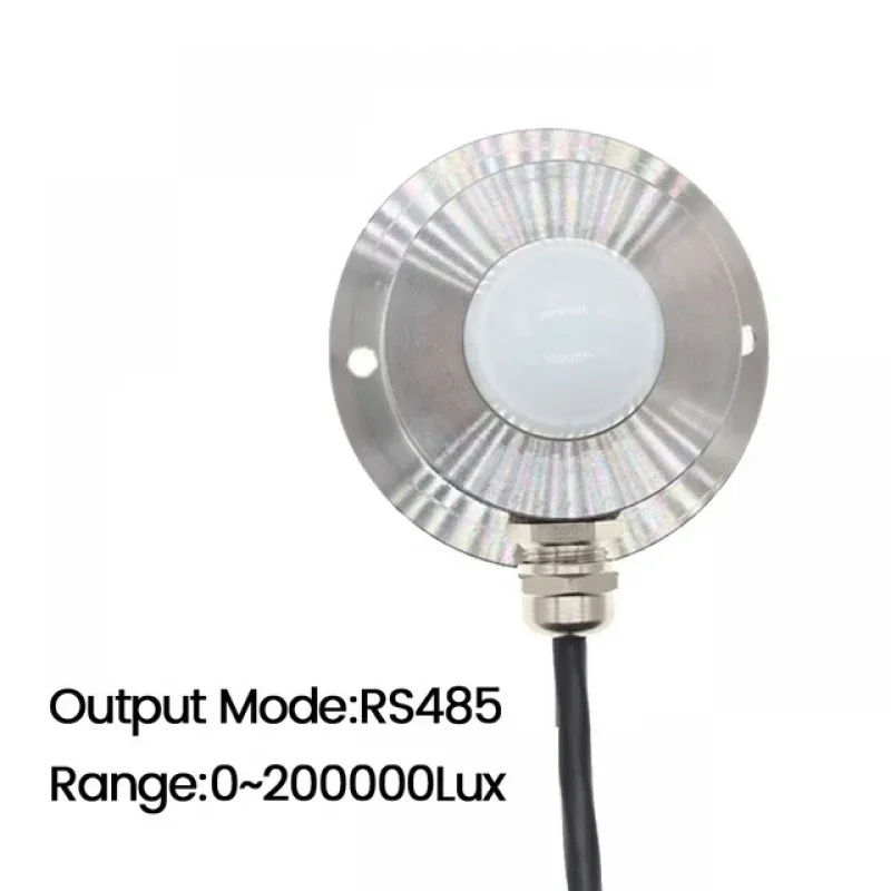 Stainless Steel Illuminance Sensor Industrial-Grade Brightness Detector Transmitter Probe RS485 0-10V 4-20MA Output