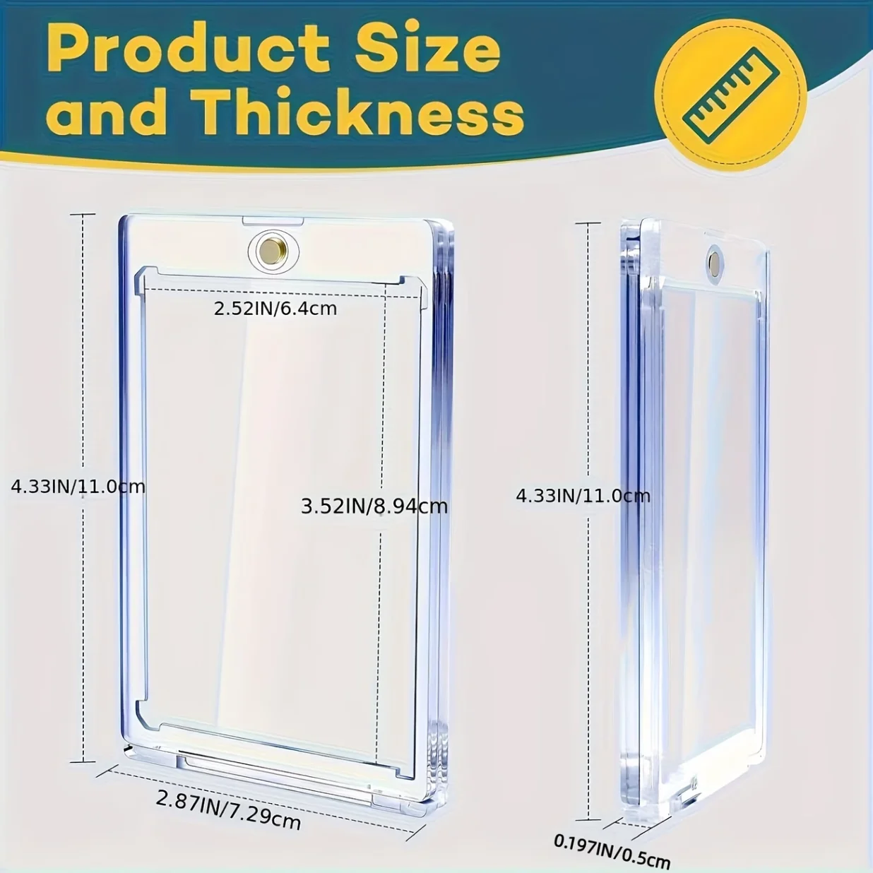 35pt Ultra-Clear Magnetic Card Holder with UV Protection, Diamond Corner Display Case for Baseball, Sports and Trading Cards