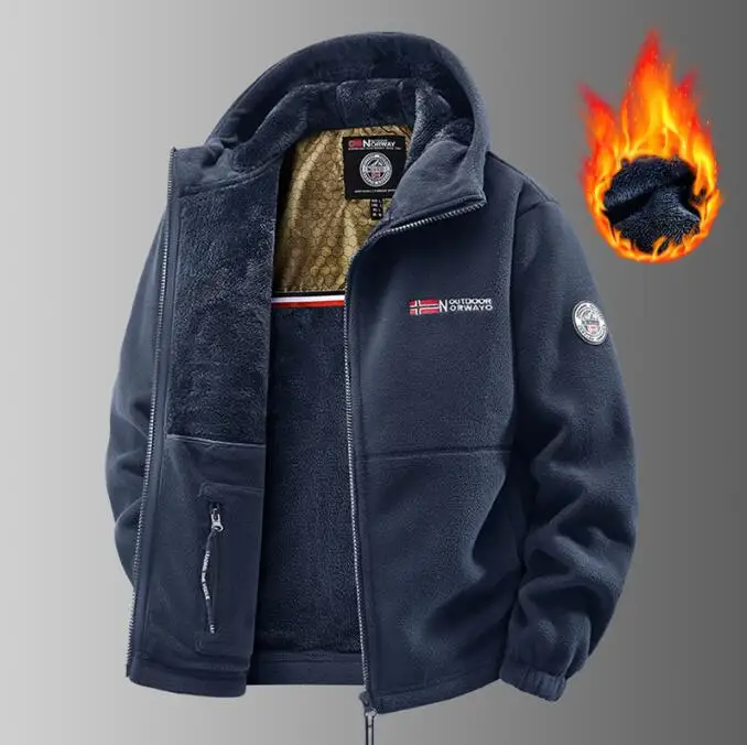 

Winter Jacket Men Casual Thickened Fleece Coat Athleisure Design Warm Fashion Hooded Jackets Hiking Outdoor Jackets