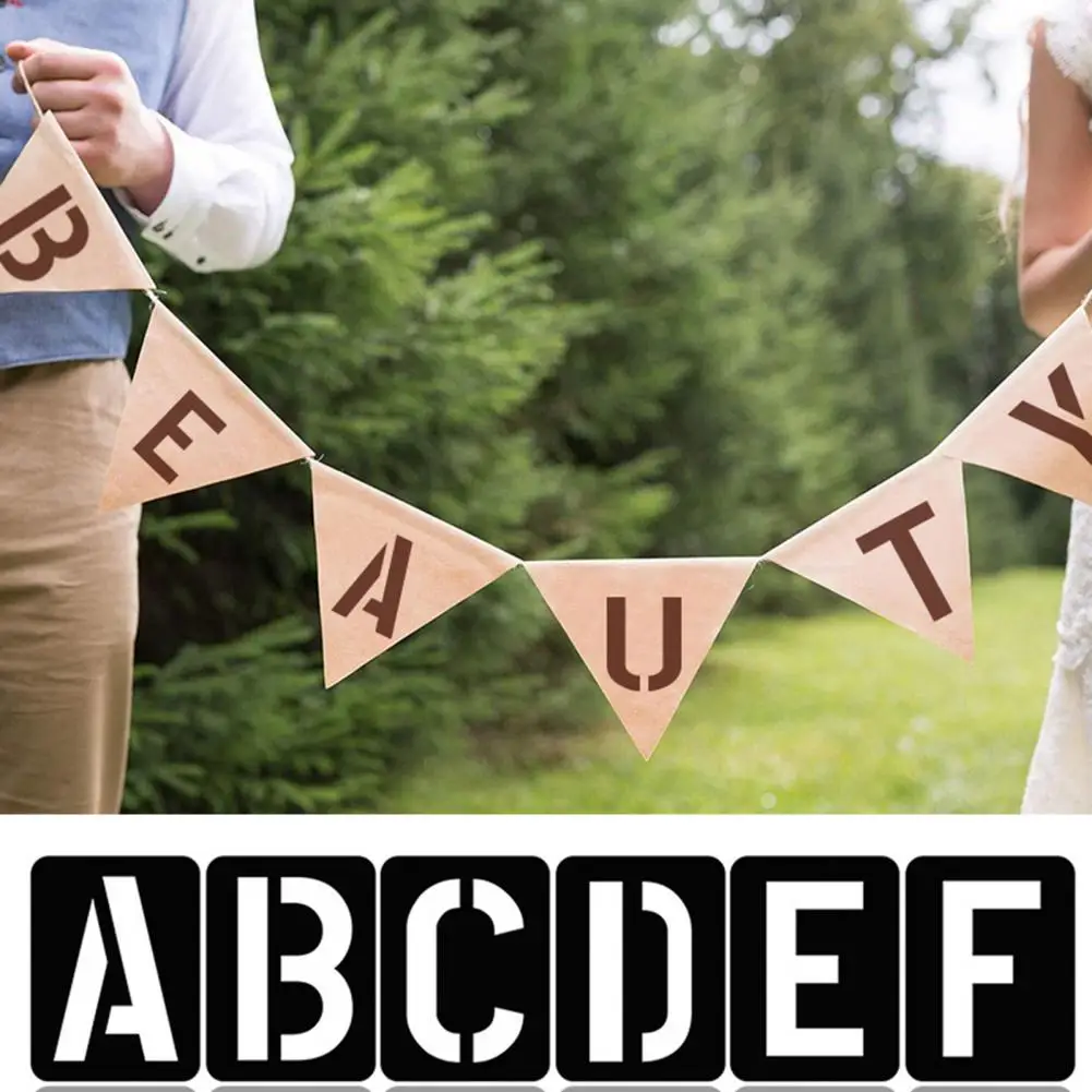 교육용 스텐실 세트 재사용 가능 플라스틱 문자 스텐실 키트 DIY 아트 프로젝트 나무 벽 패브릭 알파벳 페인팅용