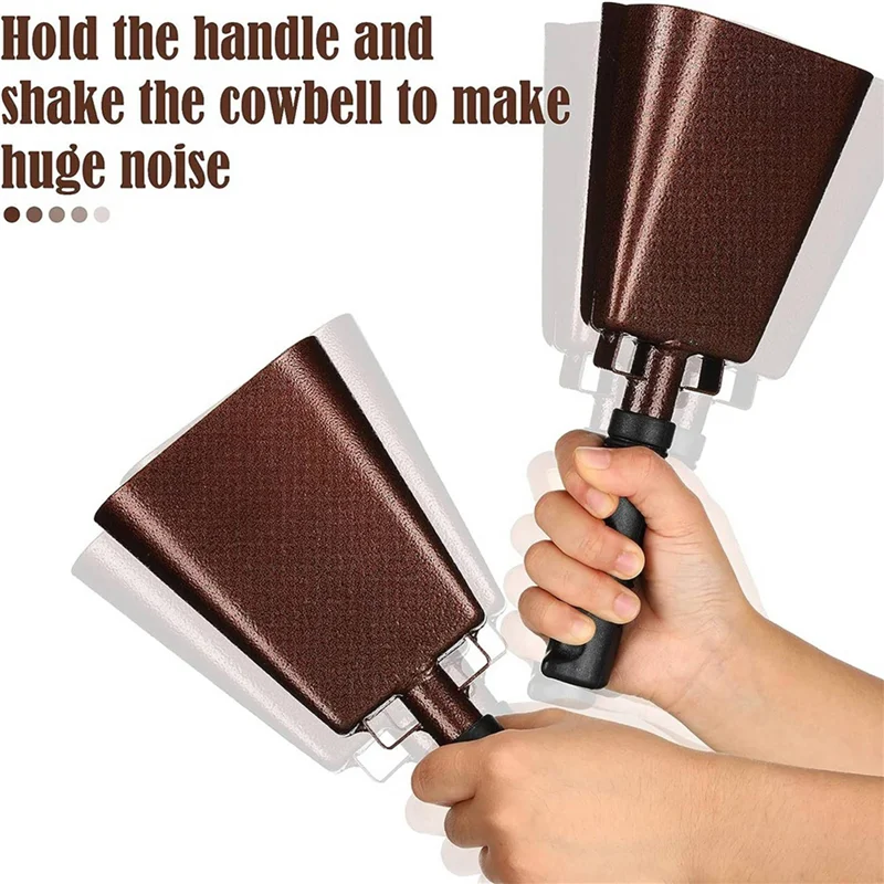 ABYB 2Pcs 10 In Steel Cowbell/Noise Makers With Handles, Cheering Bell Sporting. Solid School Hand Bells, Cowbells