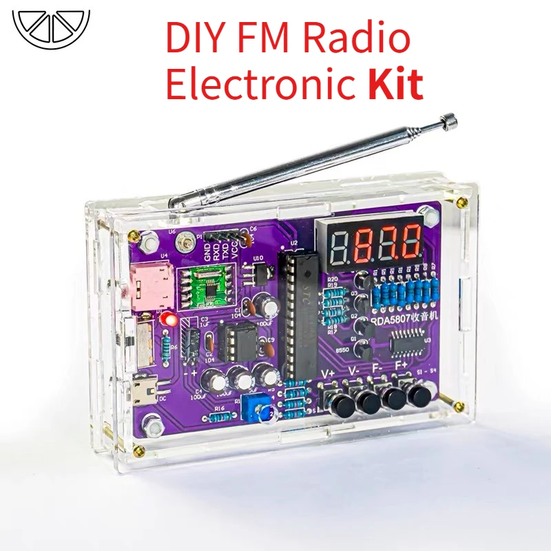 DIY FM Radio Electronic Kit 87-108MHz Adjustable Frequency Digital Display Soldering Project Practice Solder RDA5807S