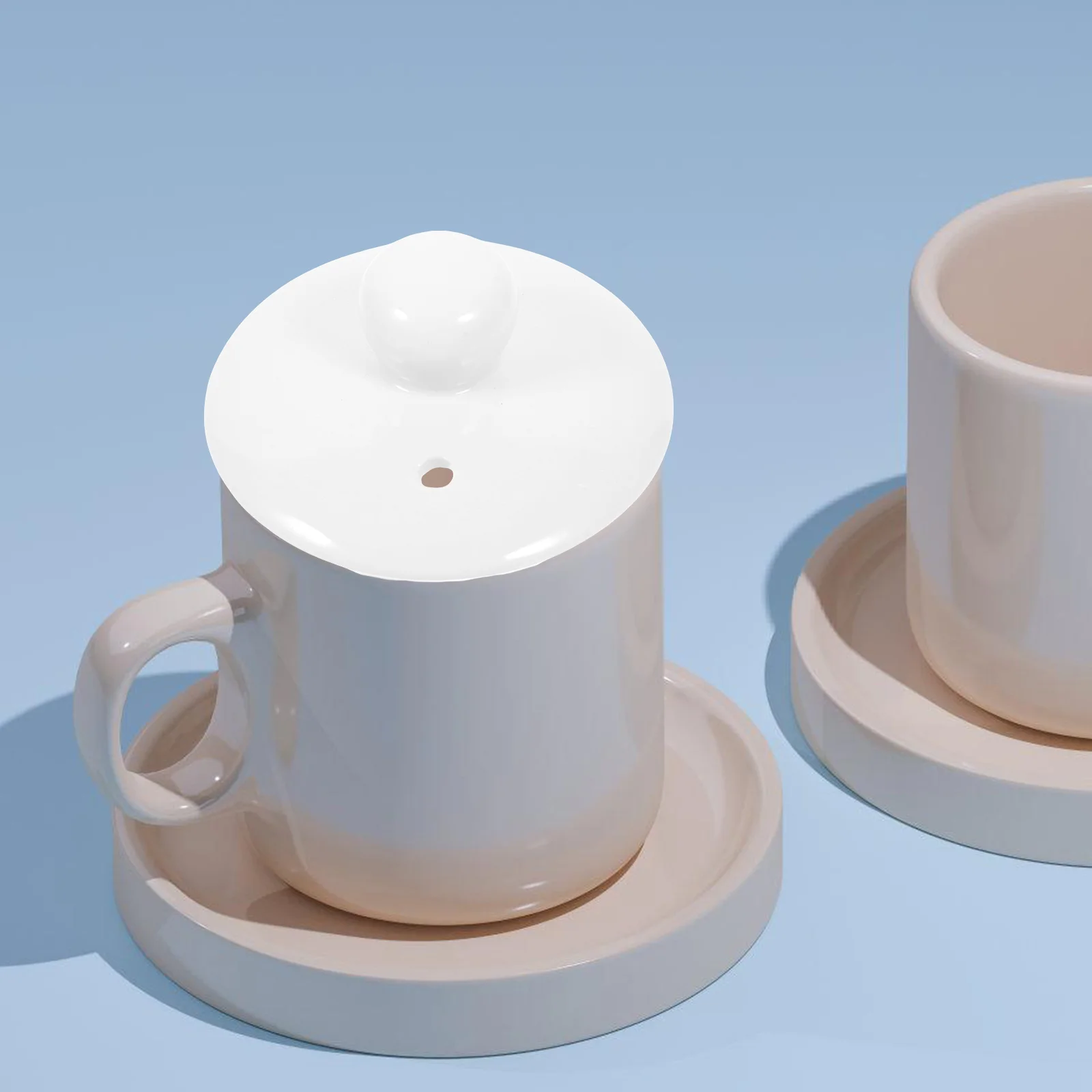 

Universal Ceramic Tea Kettle Lid White Smooth Finish Replacement Tea Cup Cover for Leak Proof Hot Drink Protection